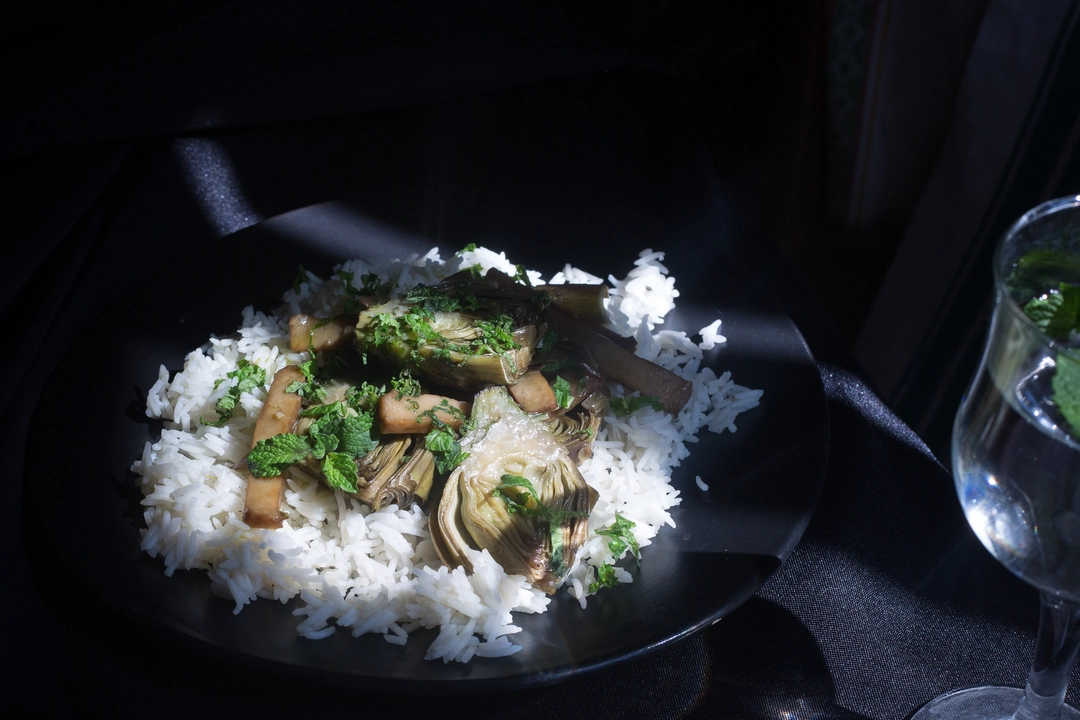 Recipe: Spicy basmati rice with mint artichoke and seitan