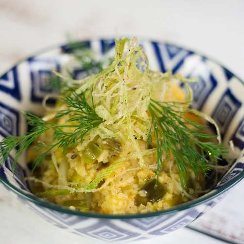  Millet with pumpkin and fried leek